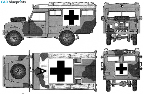 1969 Land Rover 109 Ambulance SUV blueprint