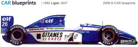 1992 Ligier JS37 F1 OW blueprint