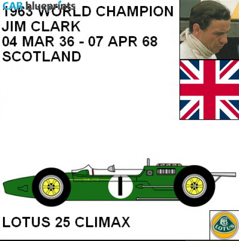 1963 Lotus 25 Climax F1 OW blueprint