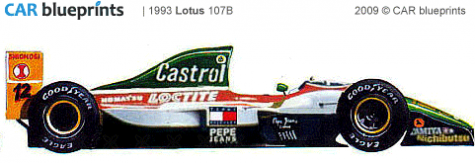 1993 Lotus 107B F1 OW blueprint