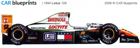 1994 Lotus 109 F1 OW blueprint