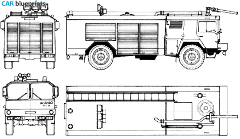 1986 MAN 7 TGL 4x4 Fire Truck blueprint