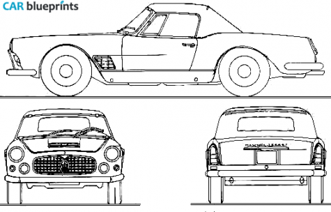 1957 Maserati 3500 Spyder Vingale Cabriolet blueprint