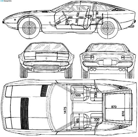 1974 Maserati Khamsim Coupe blueprint