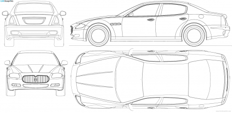2010 Maserati Quattroporte Sedan blueprint
