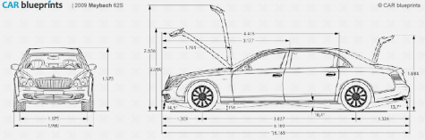 2009 Maybach 62 S Limousine blueprint