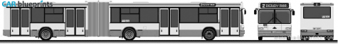 1997 MAZ 105 Bus blueprint