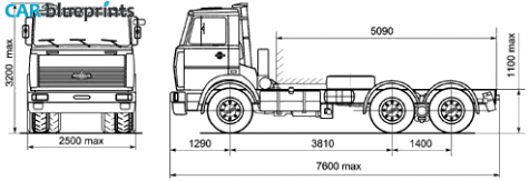 2007 MAZ 630303-245 6x4 Truck blueprint