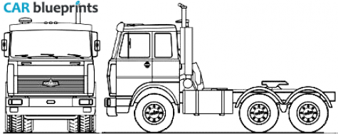 2007 MAZ 642208-232 6x4 Truck blueprint