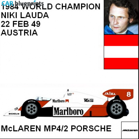 1984 McLaren MP4/2 Porsche F1 OW blueprint