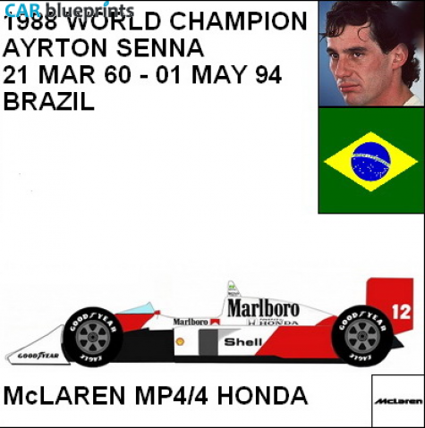 1988 McLaren MP4/4 Honda F1 OW blueprint