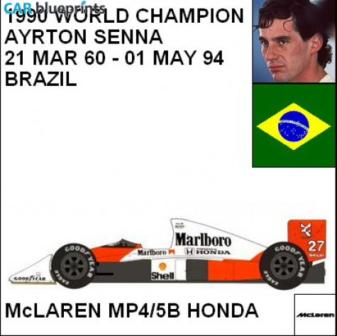 1990 McLaren MP4/5B Honda F1 OW blueprint