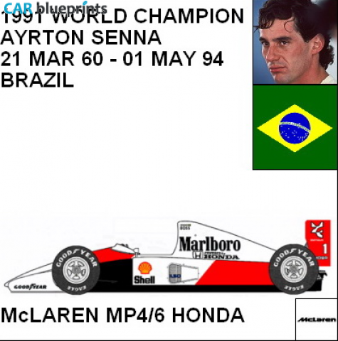 1991 McLaren MP4/6 Honda F1 OW blueprint