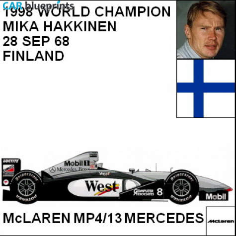 1998 McLaren MP4/13 Mercedes F1 OW blueprint