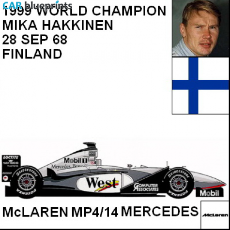 1999 McLaren MP4/14 Mercedes F1 OW blueprint