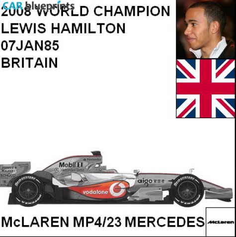 2008 McLaren MP4/23 Mercedes F1 OW blueprint