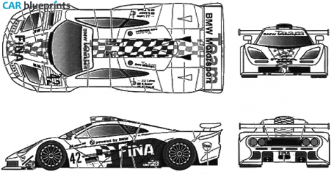 1997 McLaren Fina F1 GTR LM Suzuka Coupe blueprint