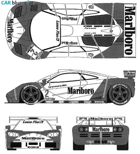 1996 McLaren Marlboro F1 GTR Zhuhai Coupe blueprint