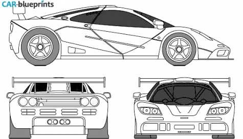 1995 McLaren F1 GTR Race Car Coupe blueprint