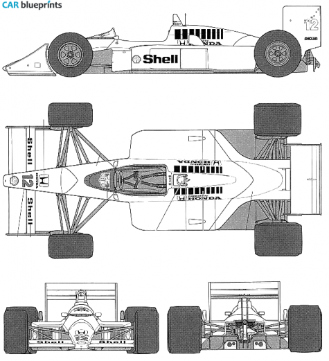 1988 McLaren Honda MP4/4 F1 GP OW blueprint