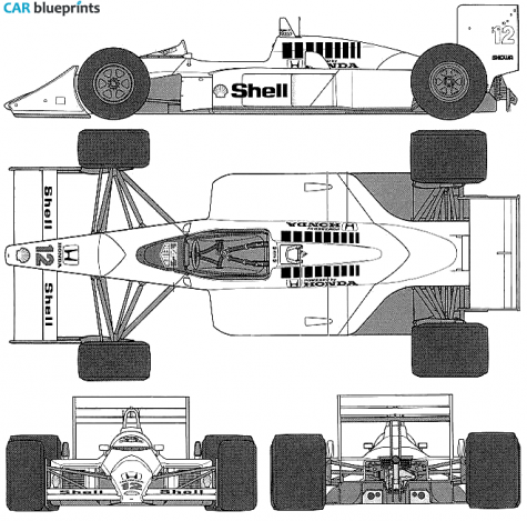 1988 McLaren MP4/4 F1 GP OW blueprint