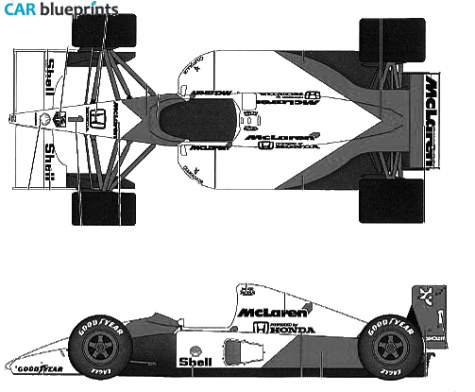 1991 McLaren MP4/6 Japanese GP OW blueprint