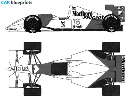 1994 McLaren MP4/9 Pacific GP OW blueprint