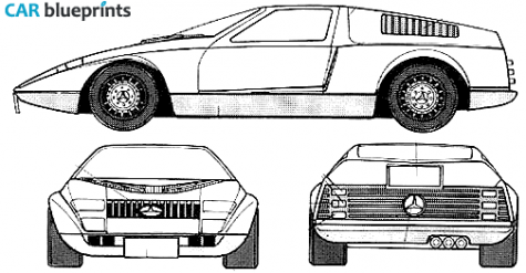 1969 Mercedes-Benz C 111 Midship Rotary Coupe blueprint