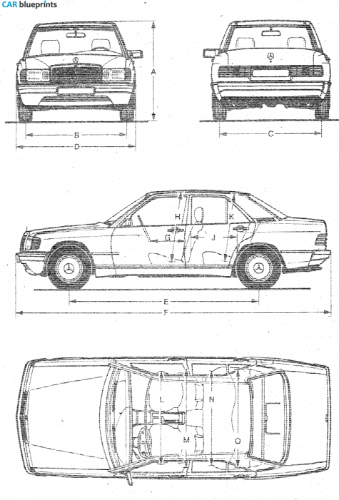 1982 Mercedes-Benz W201 190 Sedan blueprint