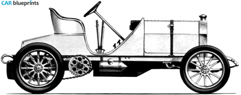 1904 Mercedes-Benz Land speed Record Car OW blueprint