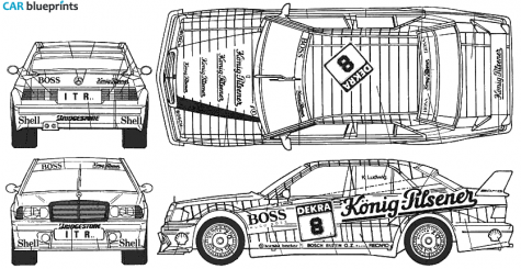 1982 Mercedes-Benz W201 190E Evolution II Sedan blueprint