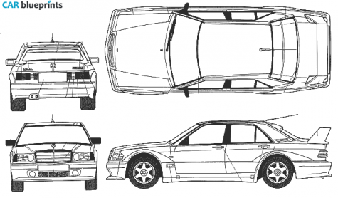 1982 Mercedes-Benz W201 190e Evolution II Sedan blueprint