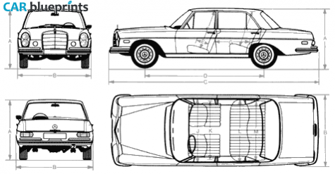 1968 Mercedes-Benz E-Class W110 300 SEL Sedan blueprint