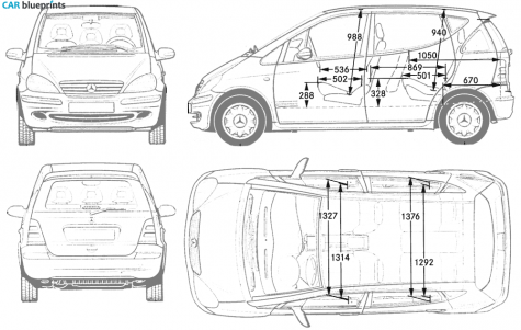 2004 Mercedes-Benz A-Class W168 Hatchback blueprint