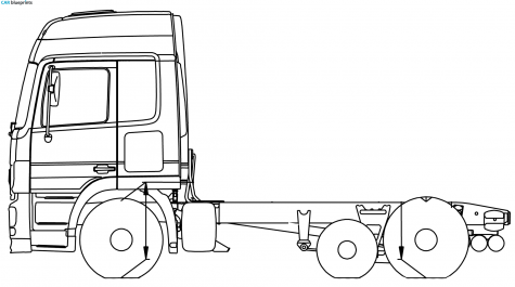 Mercedes-Benz Actros LS 6x2 Midlift Truck blueprint