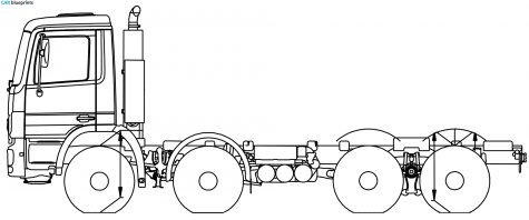 Mercedes-Benz Actros 32B 8x4 Truck blueprint