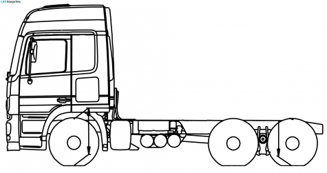 Mercedes-Benz Actros 33S 6x4 Truck blueprint