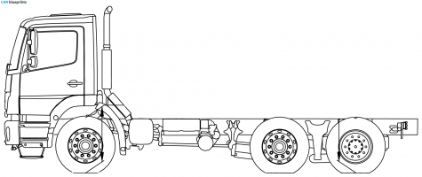 Mercedes-Benz Axor LHV VLA 6x2 Truck blueprint