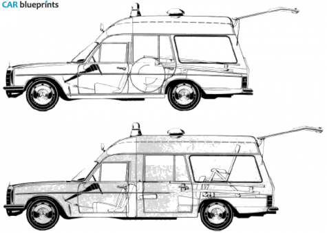 1972 Mercedes-Benz W115 240d Ambulance Wagon blueprint