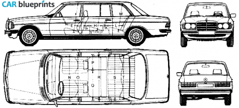 1977 Mercedes-Benz W123 240d LWB Limousine blueprint