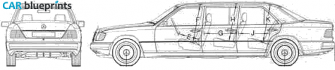 1980 Mercedes-Benz S-Class W124 250d LWB Limousine blueprint