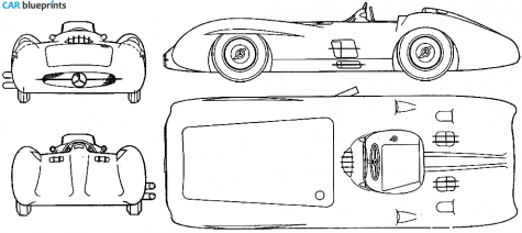 1956 Mercedes-Benz 300SLR W198II Roadster blueprint