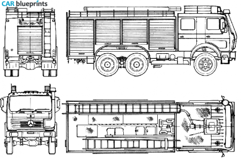 1976 Mercedes-Benz AK2632 6x6 Fire Truck blueprint