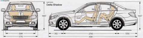 2007 Mercedes-Benz C-Class W204 Sedan blueprint