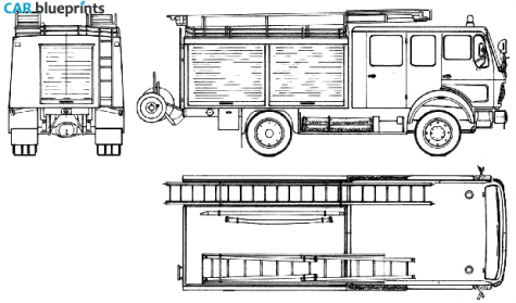 1976 Mercedes-Benz L1017-36 Fire Truck blueprint