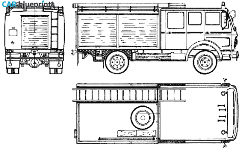 1976 Mercedes-Benz L1017F Fire Truck blueprint