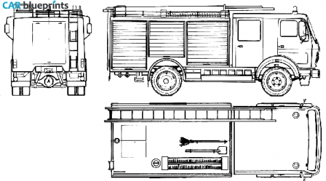 1980 Mercedes-Benz L1219AF Fire Truck blueprint