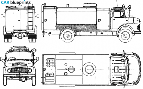 1965 Mercedes-Benz LKO1413 Fire Truck blueprint