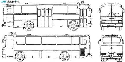 1976 Mercedes-Benz O303 Bus blueprint