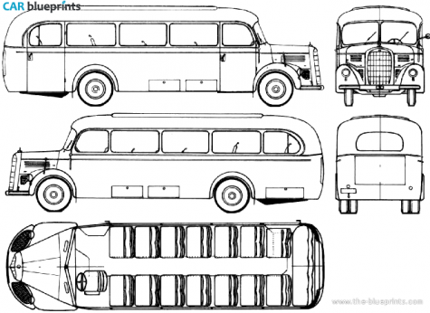 1950 Mercedes-Benz O3250 Bus blueprint